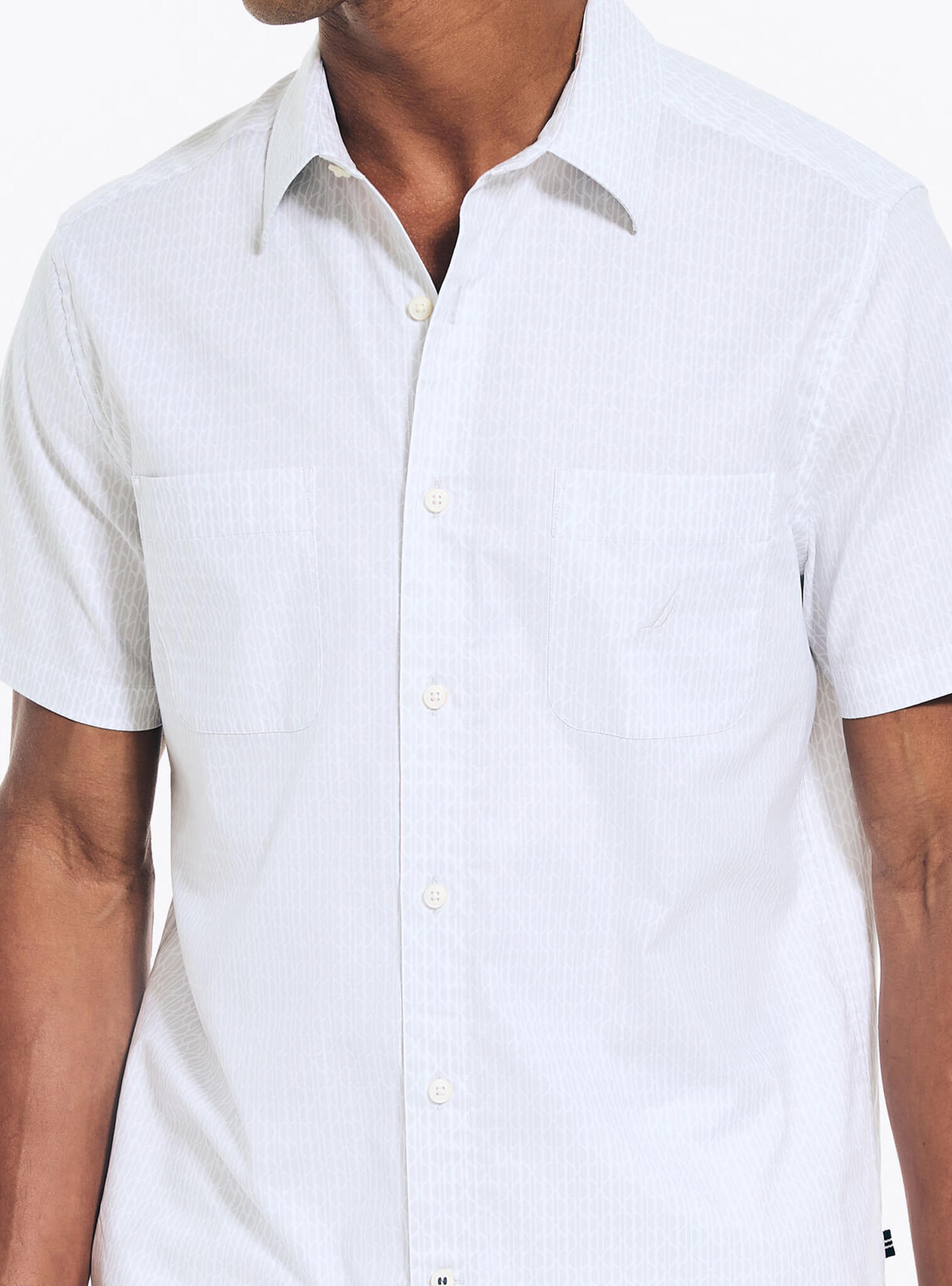 Camisa Manga Corta Print Con Bolsillo Blanco Sustainably Crafted Hombre